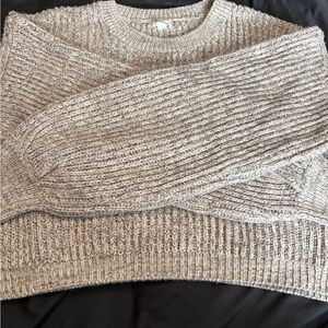 Garage Neutral Taupe Ribbed Crewneck Sweater
